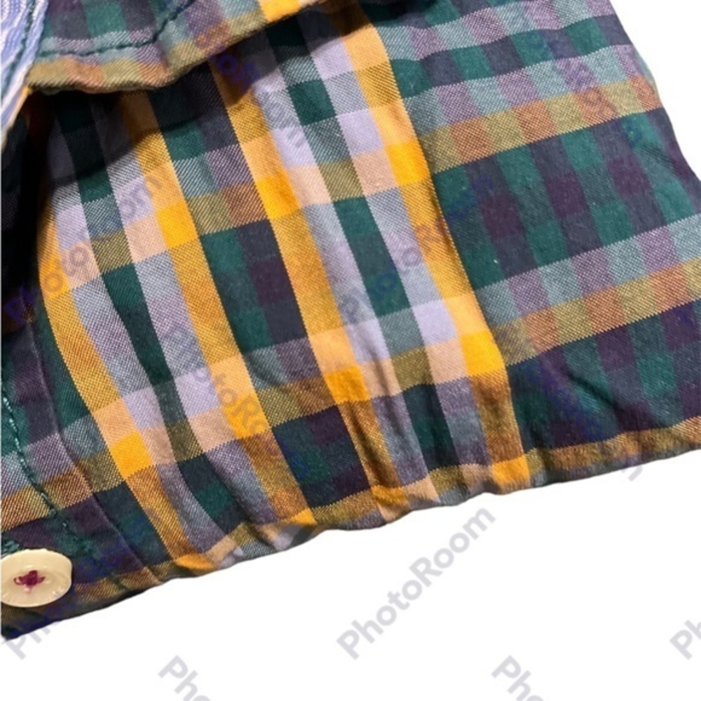 Tommy Bahama Men's Large Green/Yellow/blue Plaid Roll Tab Long Sleeve Button Up - Picture 4 of 6